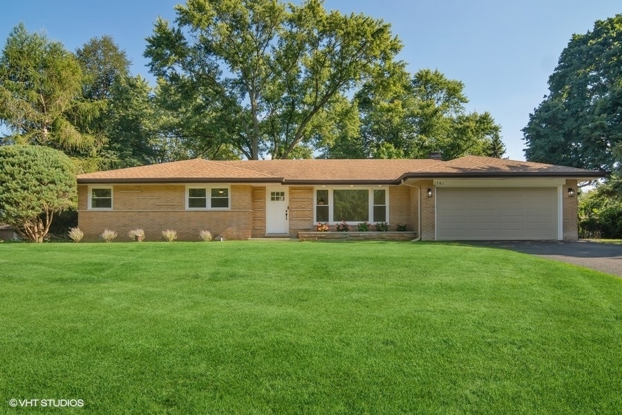 Front exterior of the renovated brick ranch at 1781 N Denise Ave, Palatine
